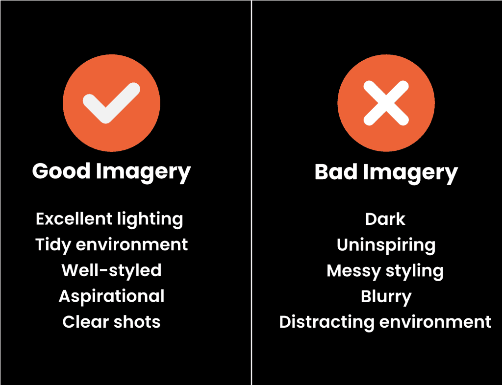 Graphic describing key points of good and bad imagery.