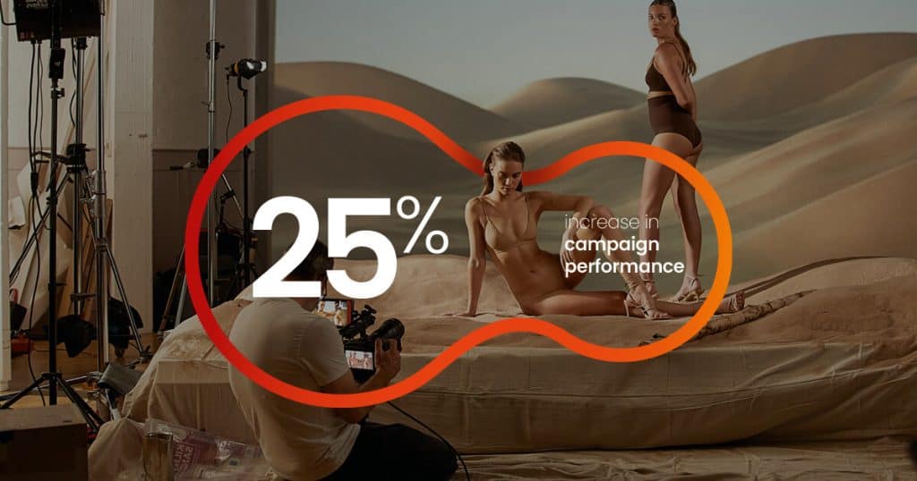 Image with statistic text overlay reading "25% increase in campaign performance"